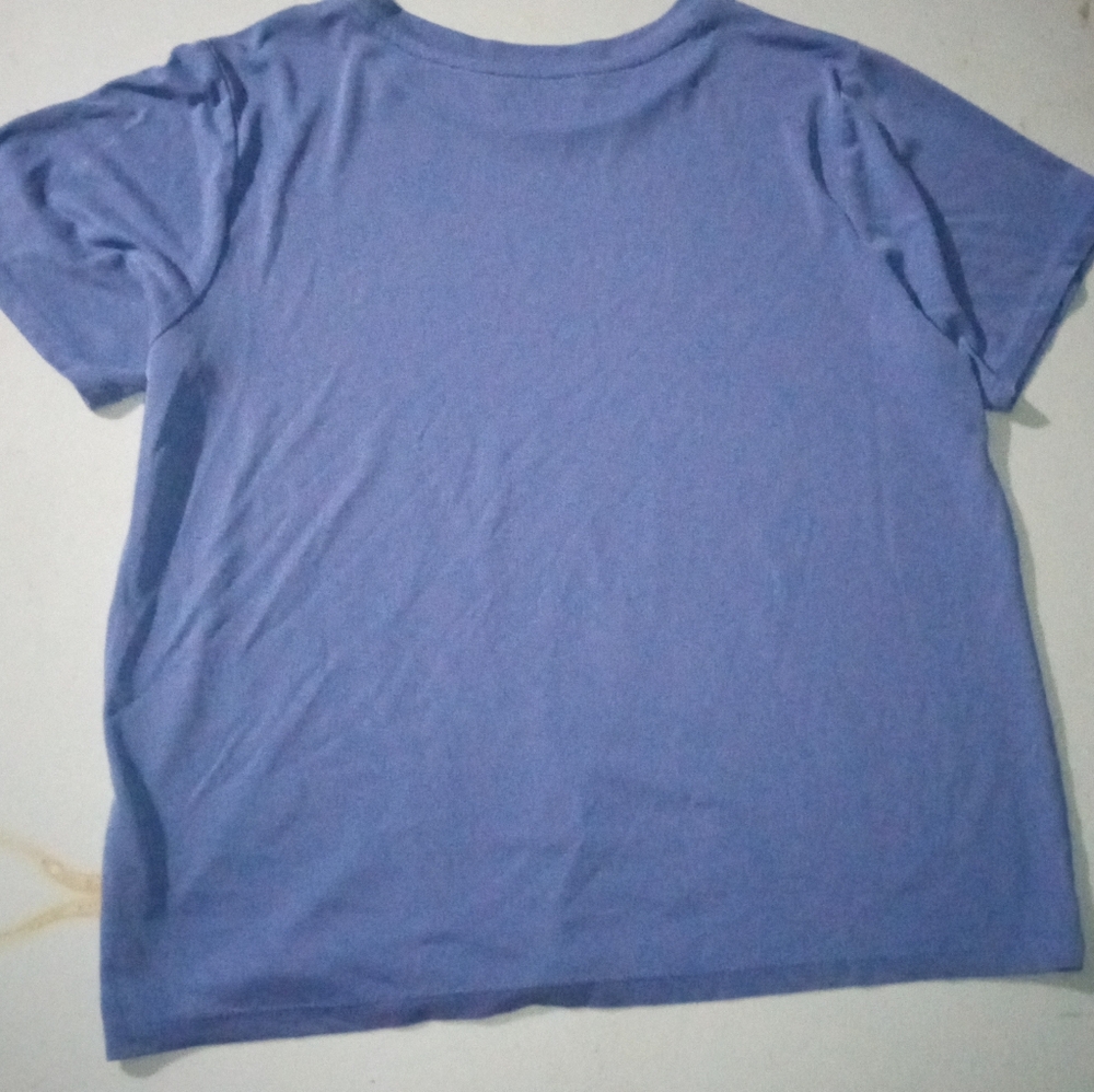 Double Zero Women's Blue Textured Short Sleeve Tee Top - Size Small - Picture 6 of 6